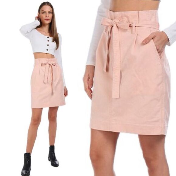 Gap Paperbag Waist Pencil Skirt in Pink Fairy Size 2 - Picture 2 of 9